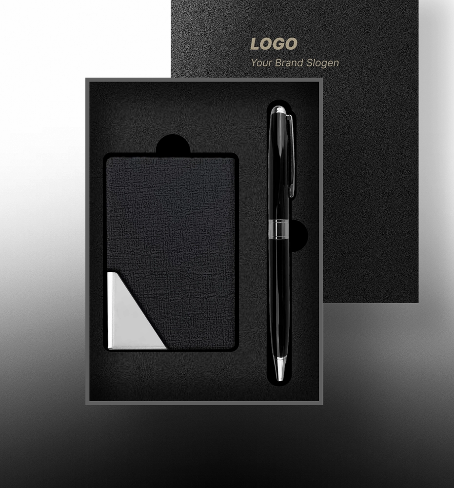 Sleek Minimalist Aluminum Card Case Set in Elegant Presentation Box