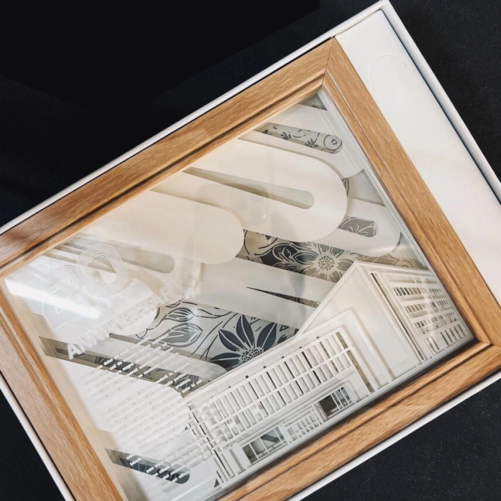 Executive Anniversary Swag: 3D Layered Paper Art Glowing Display Box