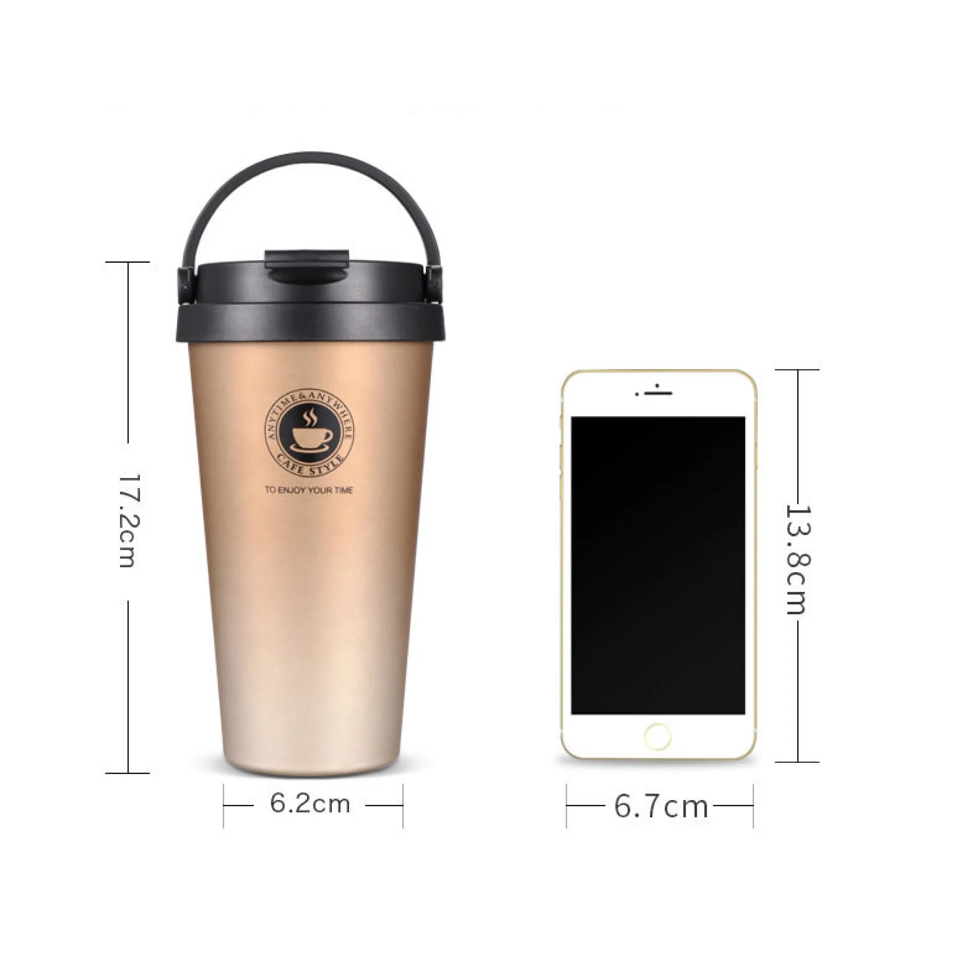 Insulated Coffee Cup with Lid, 500 ml, Stainless Steel Inner Liner thumbnail 6
