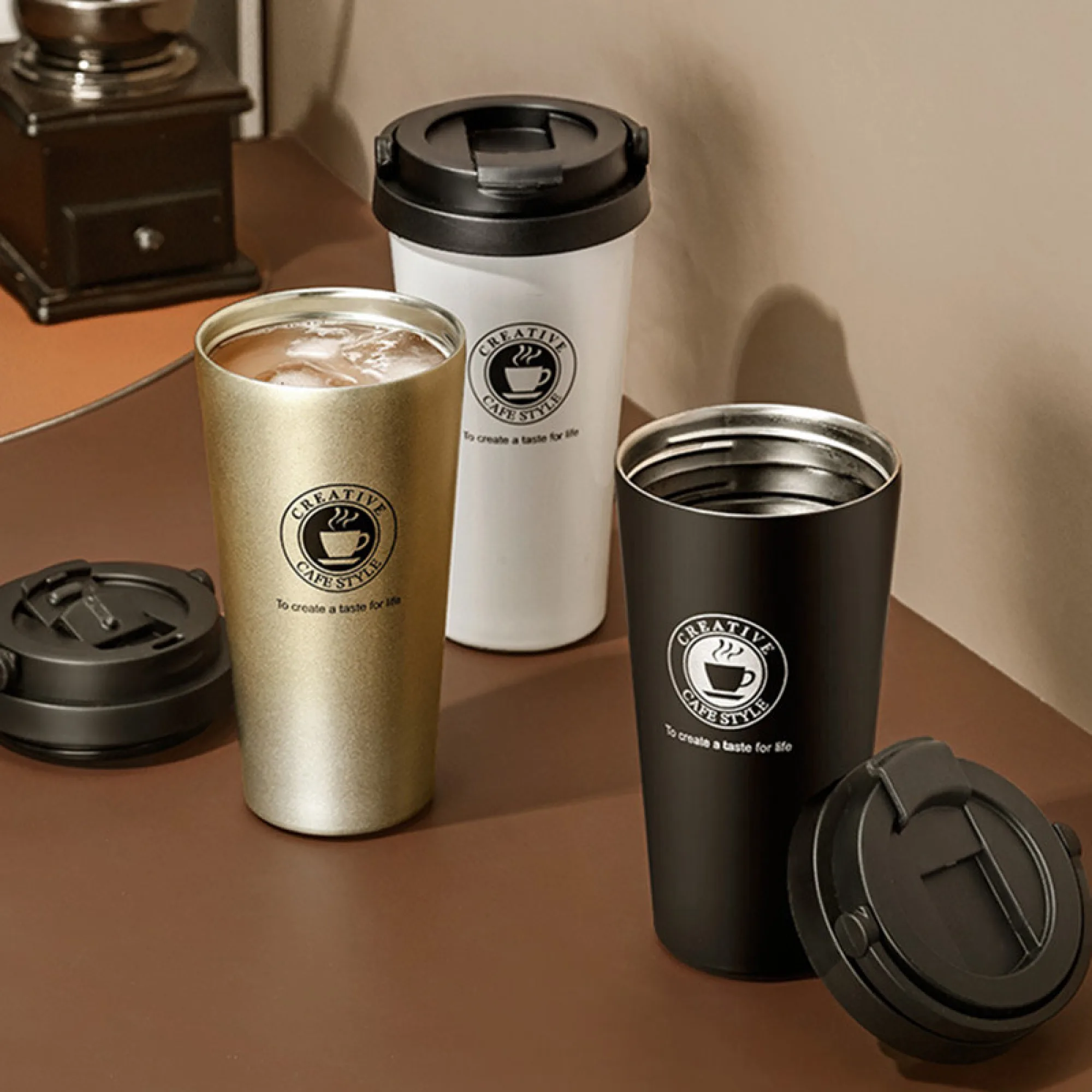 Insulated Coffee Cup with Lid, 500 ml, Stainless Steel Inner Liner