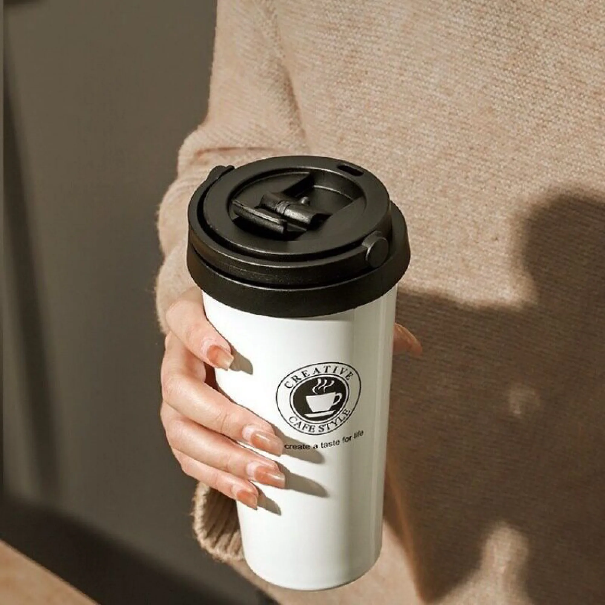 Insulated Coffee Cup with Lid, 500 ml, Stainless Steel Inner Liner thumbnail 3
