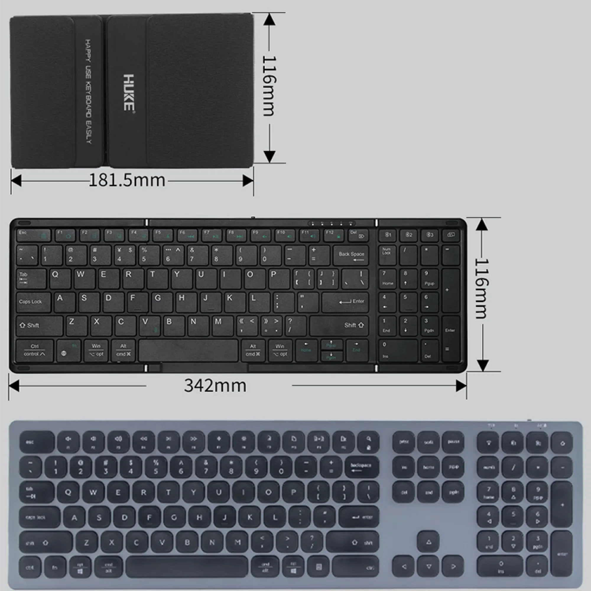 Foldable Wireless Keyboard with Full-Size Numeric Keypad thumbnail 4
