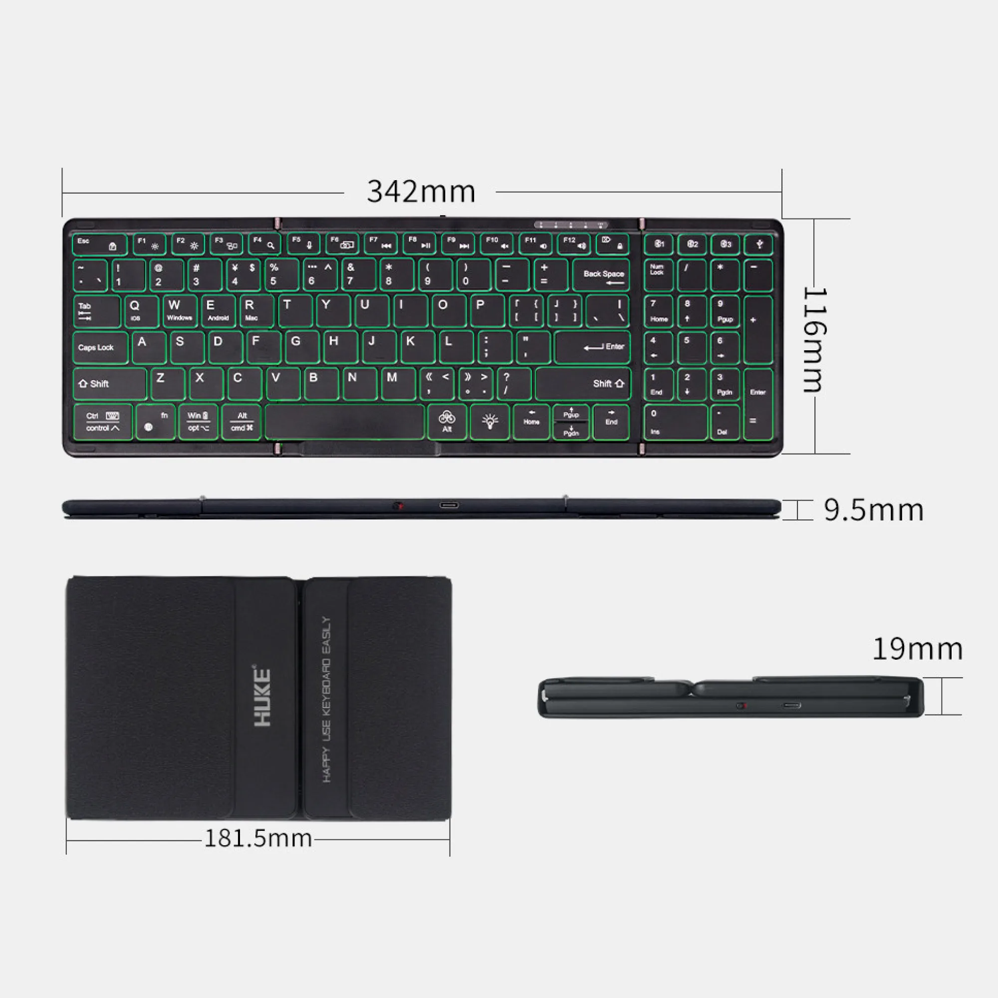 Foldable Wireless Keyboard with Full-Size Numeric Keypad thumbnail 5