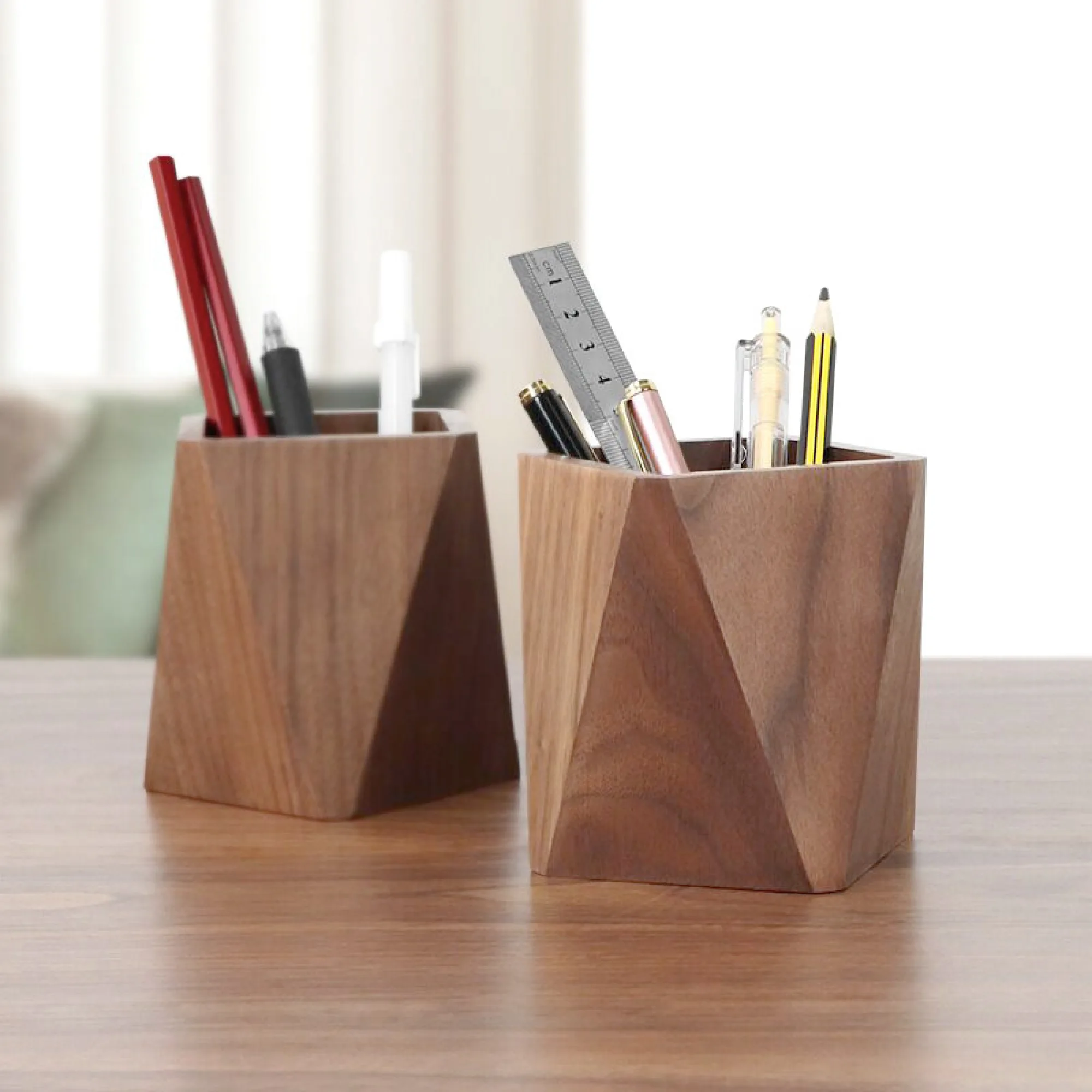 Black Walnut Wood Pen Holder Desk Organizer thumbnail 3