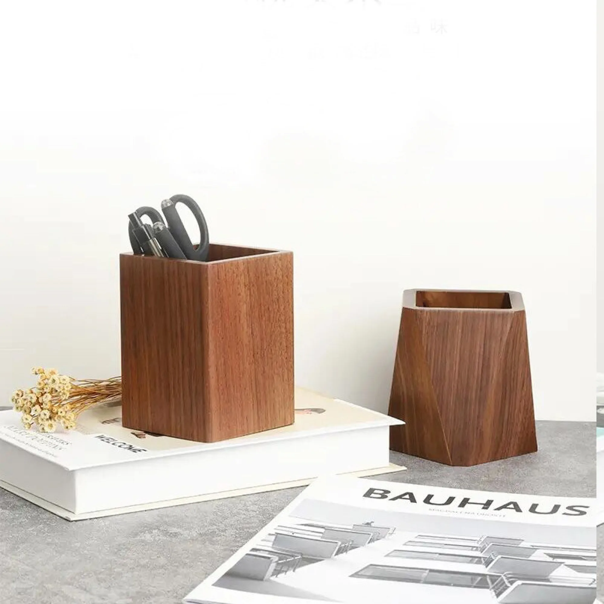 Black Walnut Wood Pen Holder Desk Organizer thumbnail 5