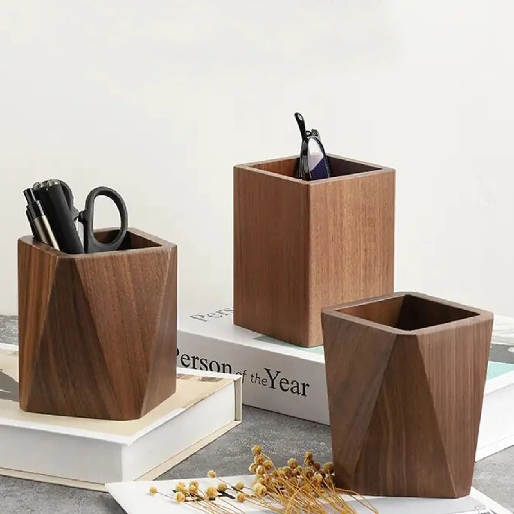 Black Walnut Wood Pen Holder Desk Organizer thumbnail 4