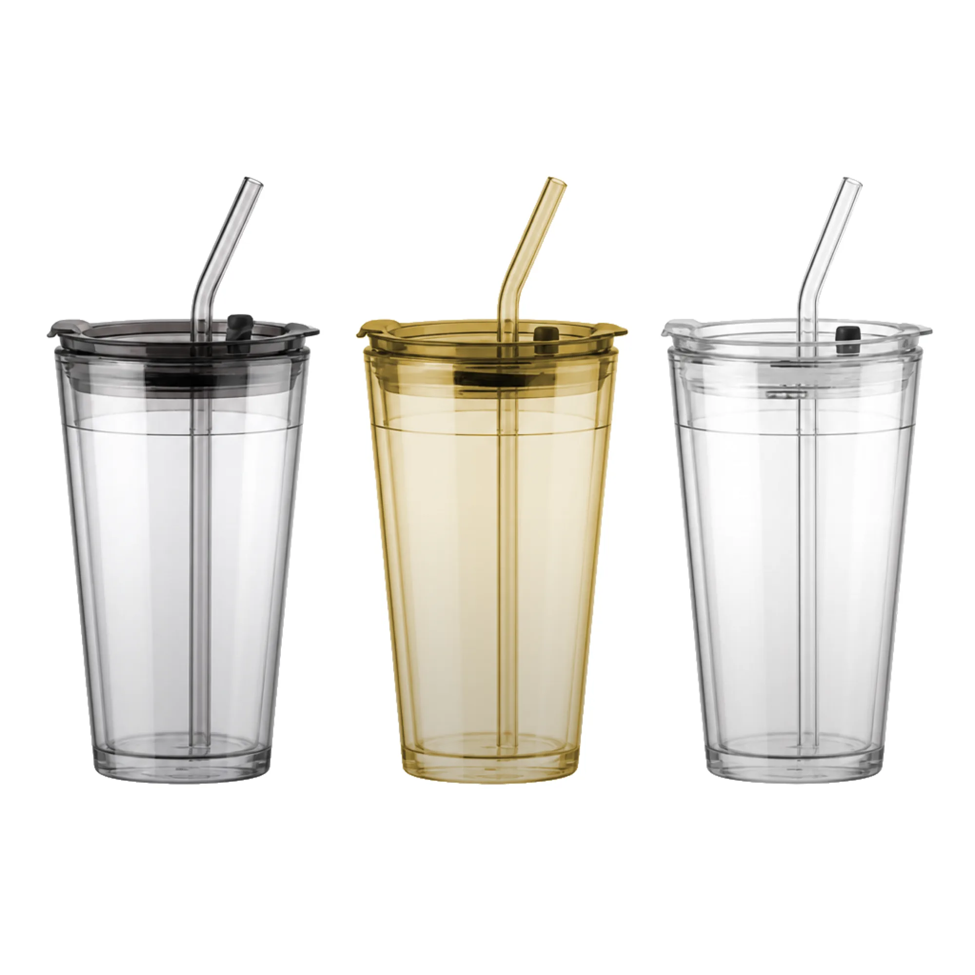 Glass Tumbler with Lid and Straw Options