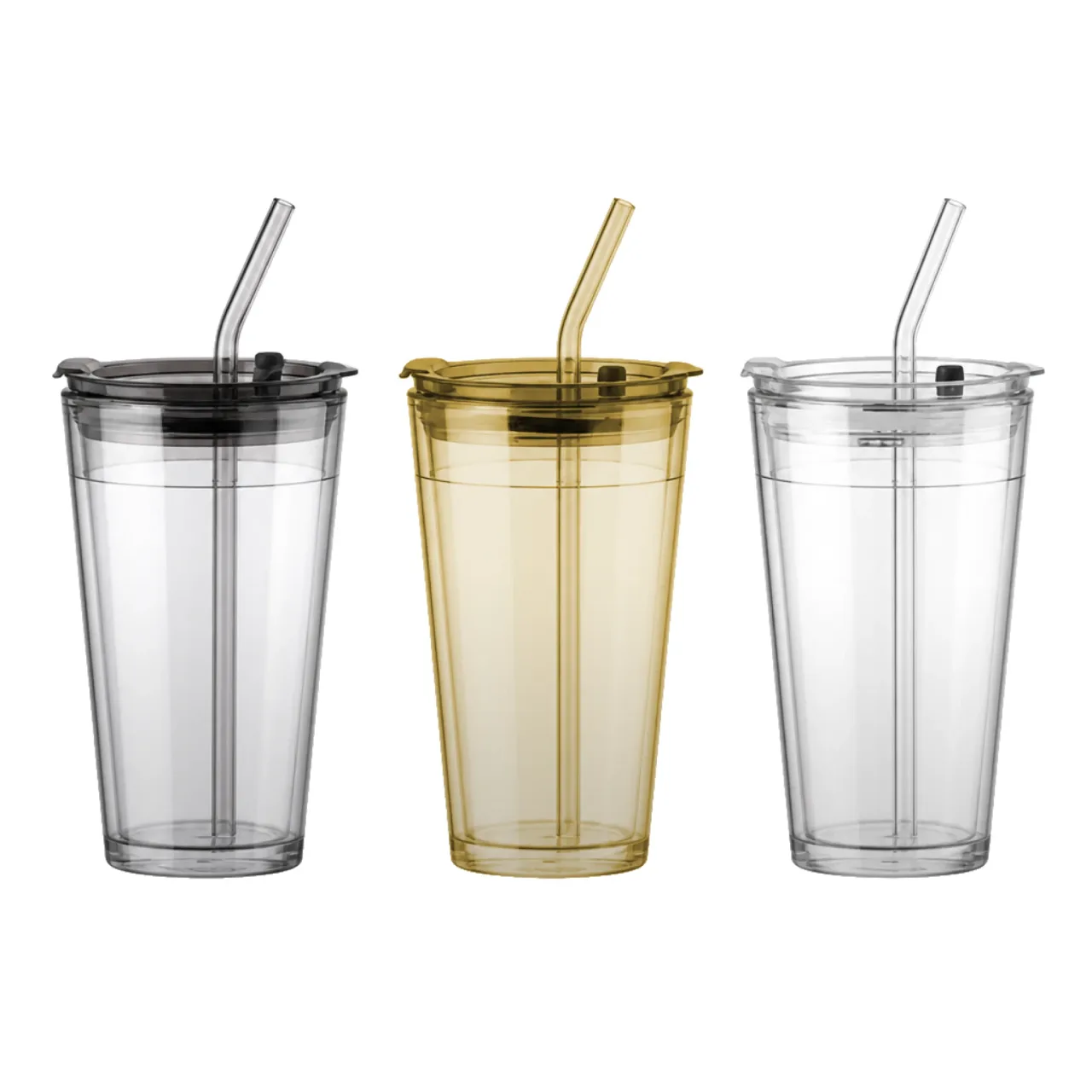 Glass Tumbler with Lid and Straw Options