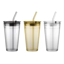 Glass Tumbler with Lid and Straw Options thumbnail 1