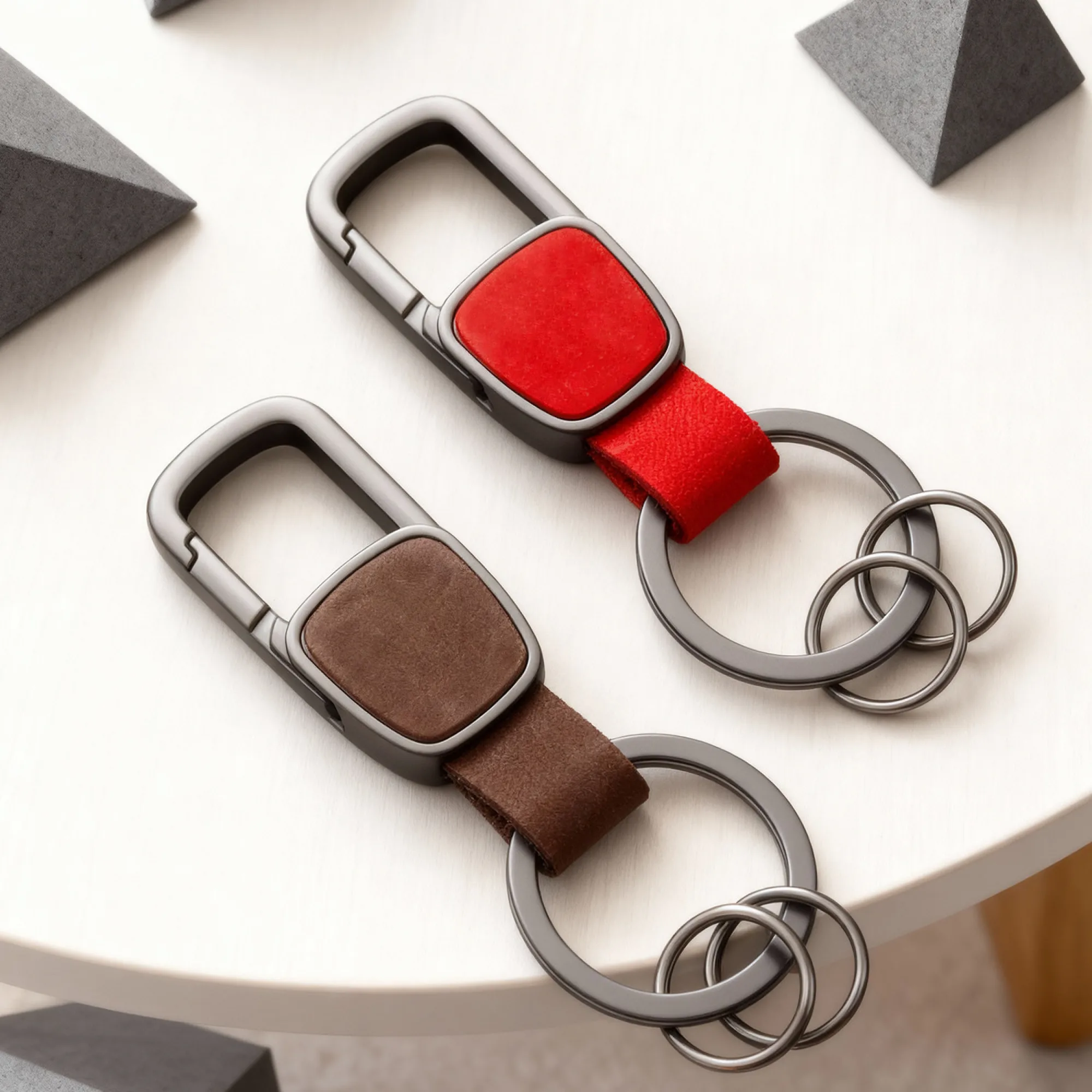 Men's Waist-Hanging Keychain Pendant with Cowhide Strap and Metal Hook thumbnail 6