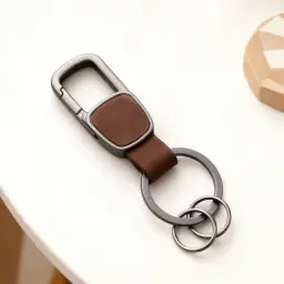 Men's Waist-Hanging Keychain Pendant with Cowhide Strap and Metal Hook thumbnail 3