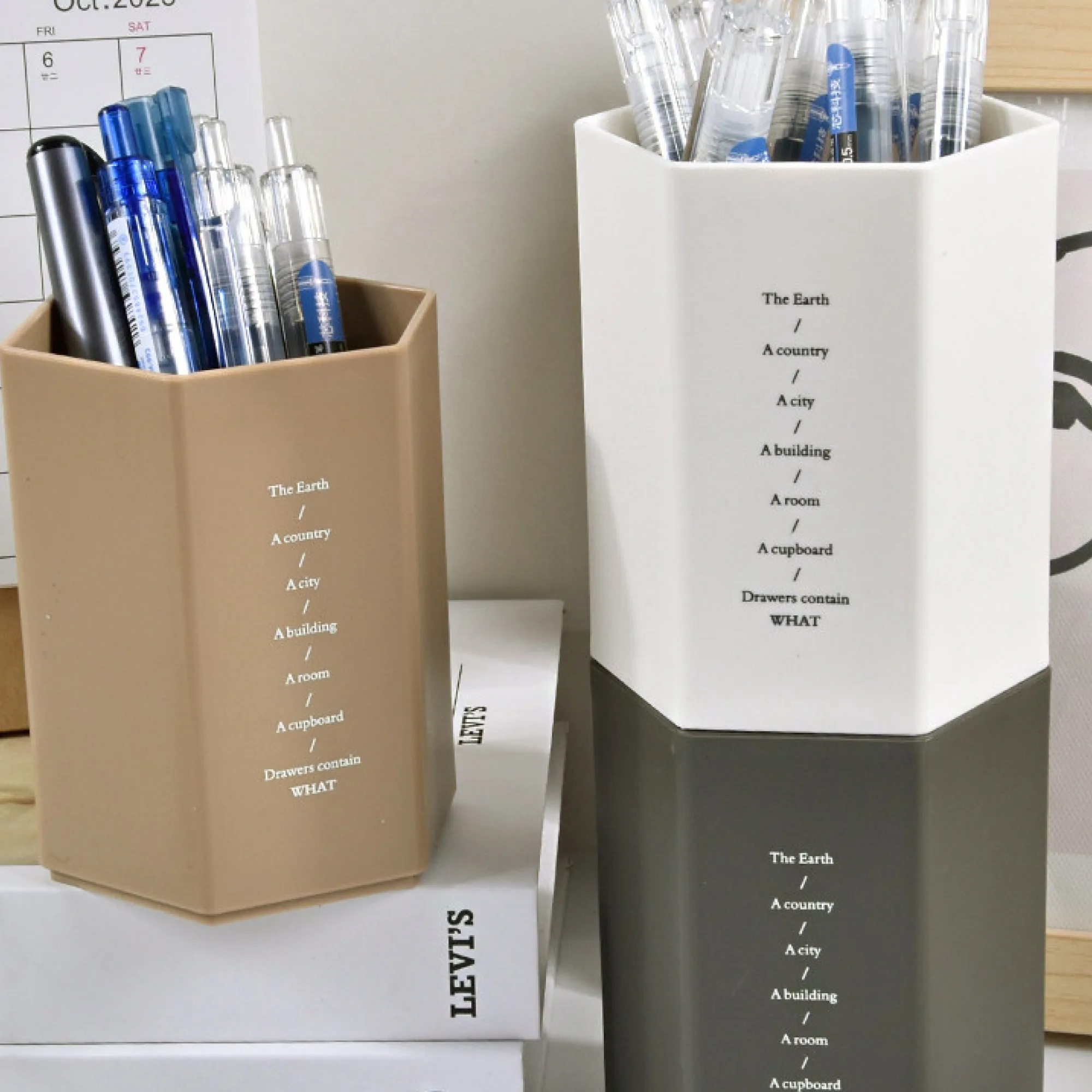 PP Hexagonal Desk Pen Holder with 70-Pen Capacity thumbnail 4
