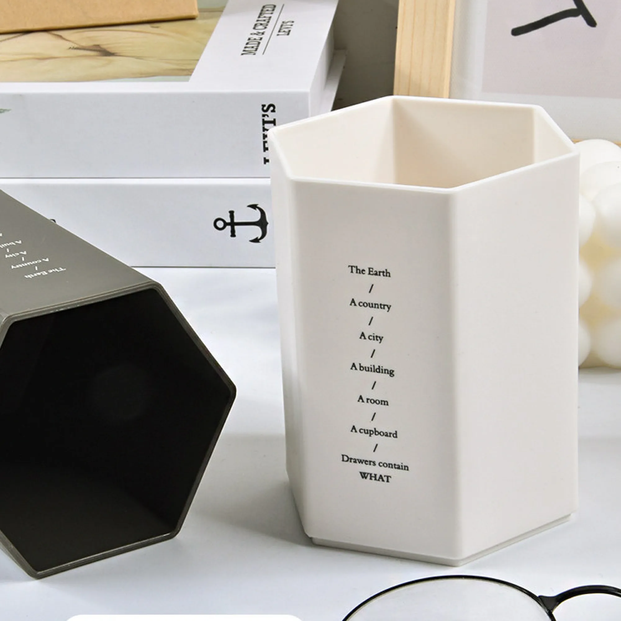 PP Hexagonal Desk Pen Holder with 70-Pen Capacity thumbnail 2