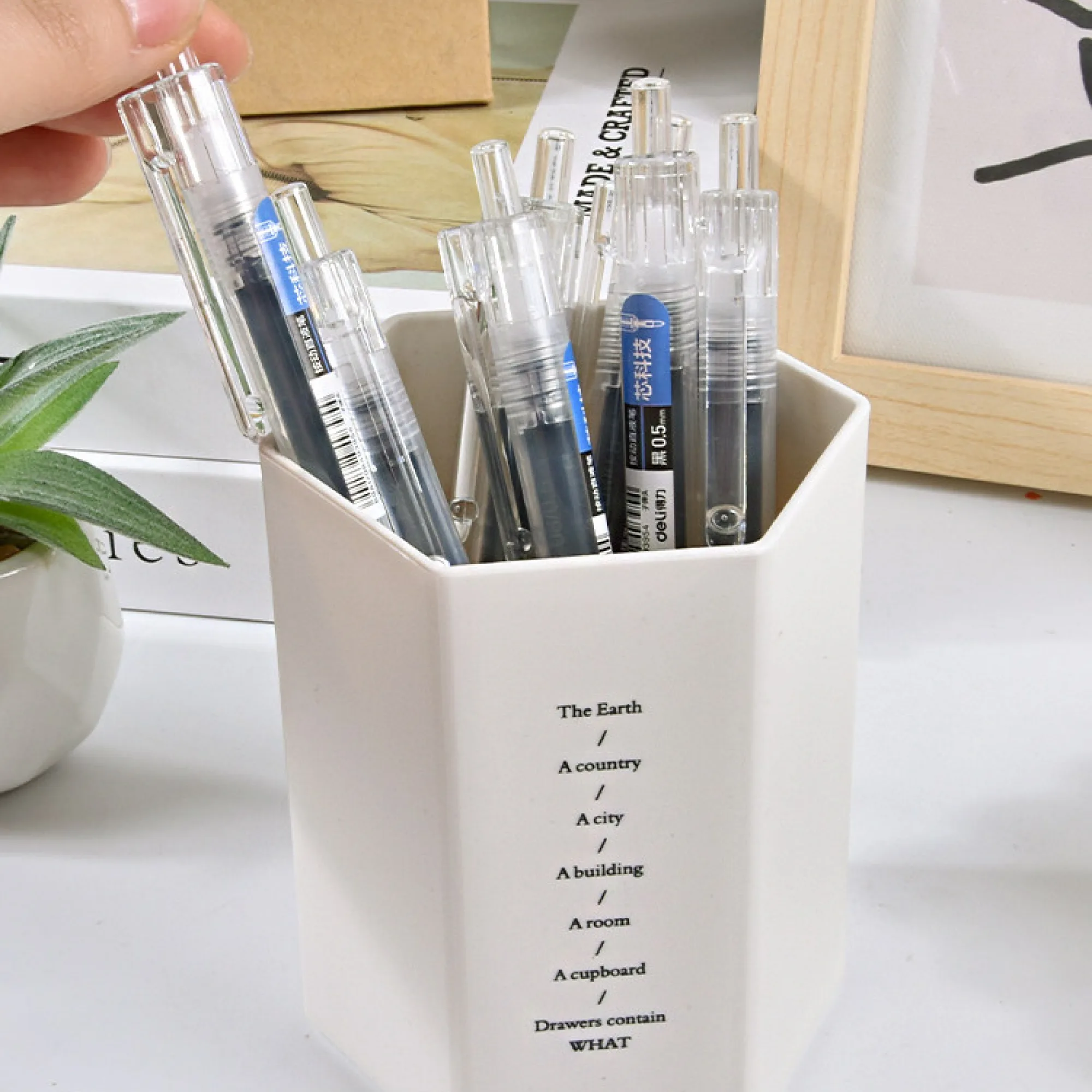 PP Hexagonal Desk Pen Holder with 70-Pen Capacity thumbnail 3