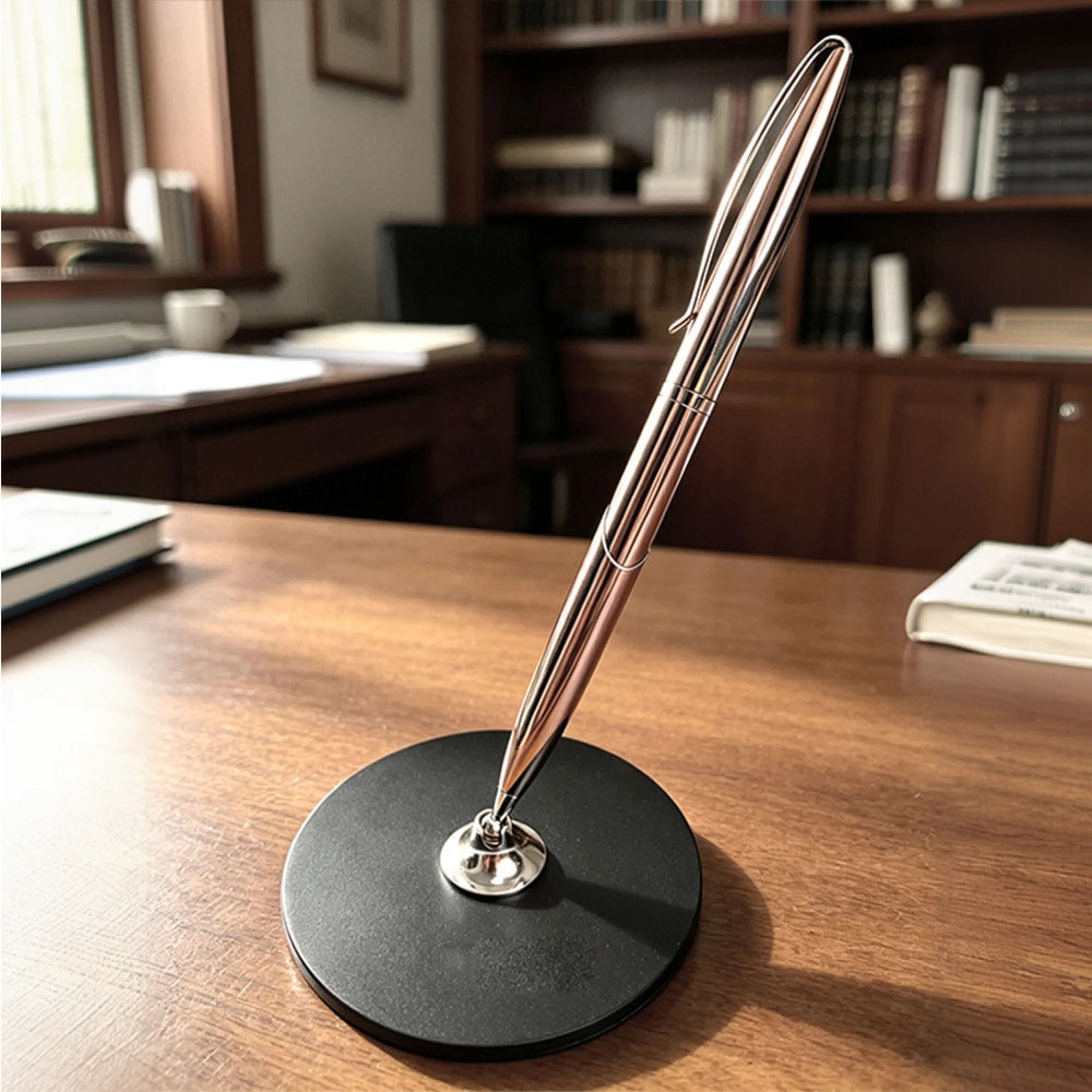 Rotary Ballpoint/Signature Pen with Pen Holder Base — View 1