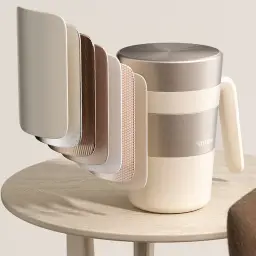 Vanow Insulated Travel Mug with Ceramic Coated Inner Liner, 450ml, Screw Lid, with Handle thumbnail 3