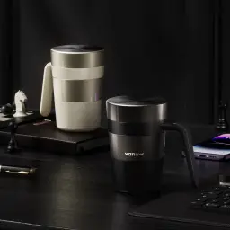 Vanow Insulated Travel Mug with Ceramic Coated Inner Liner, 450ml, Screw Lid, with Handle thumbnail 6