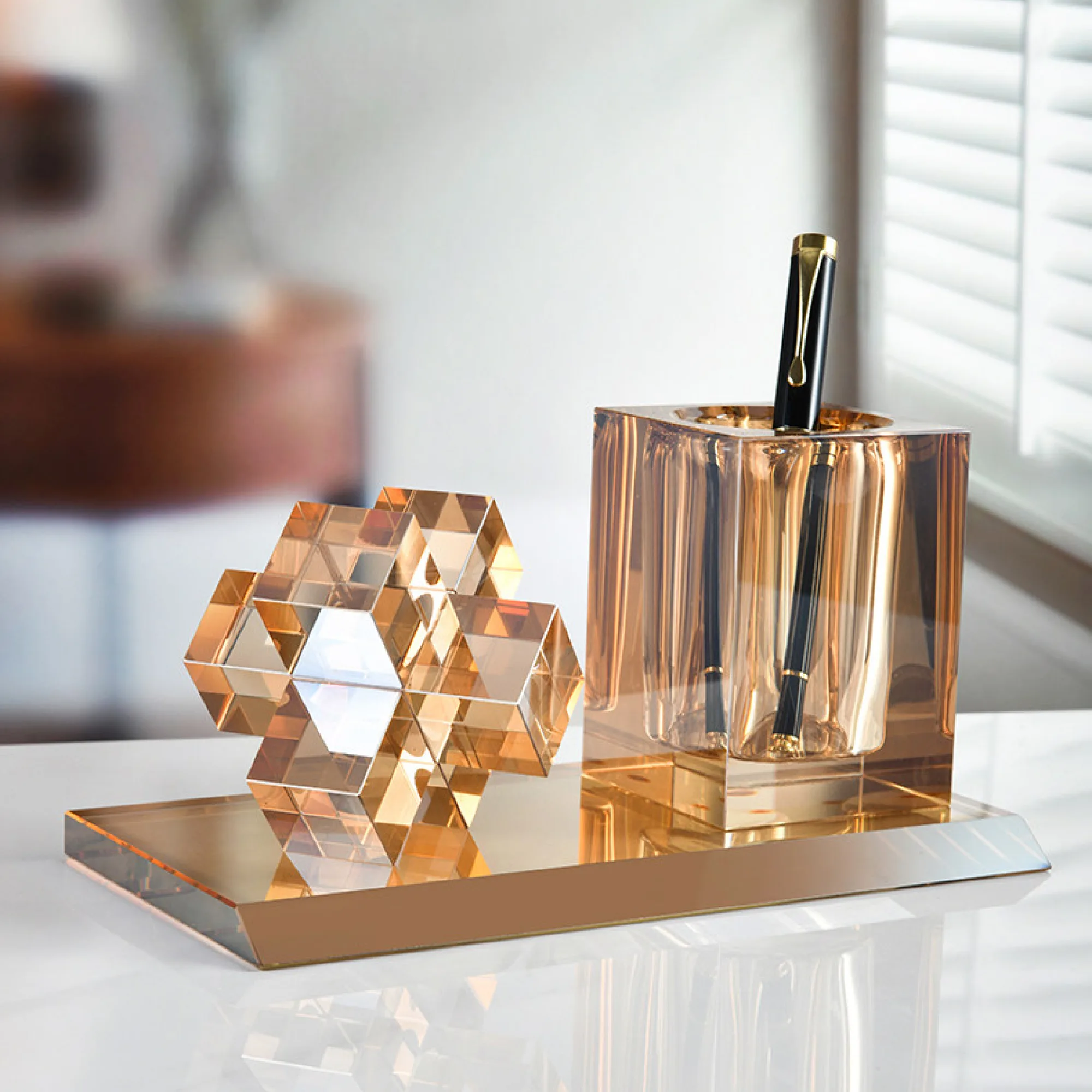 Crystal Pen Holder and Decorative Block Set thumbnail 9