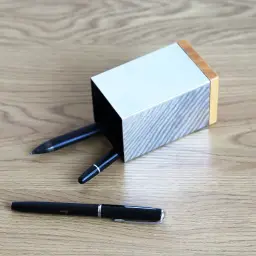 XEMO Aluminum Alloy Desktop Pen Holder with Wooden Base thumbnail 4