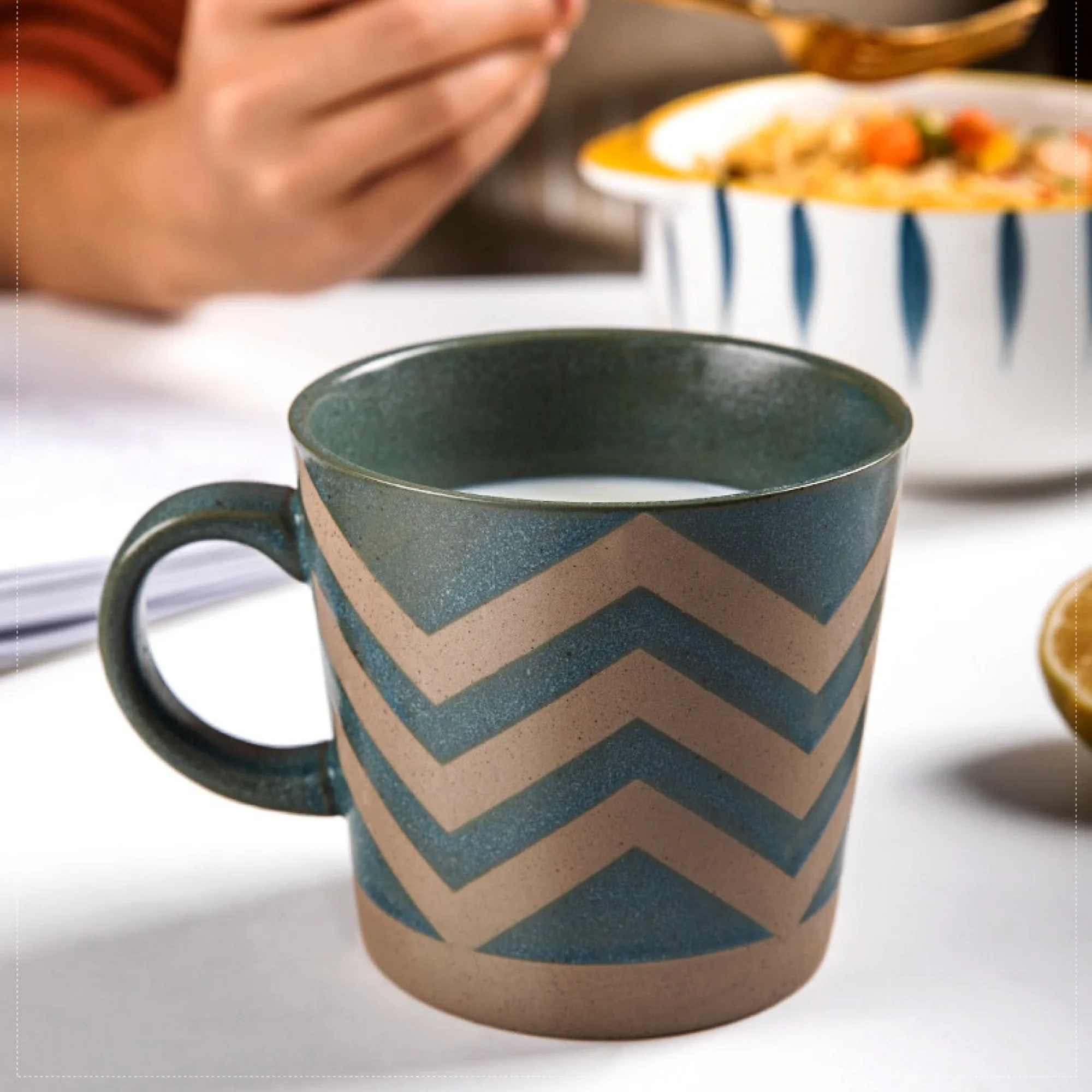 Retro Coarse Pottery Ceramic Mug with Patterns thumbnail 3