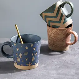 Retro Coarse Pottery Ceramic Mug with Patterns thumbnail 7