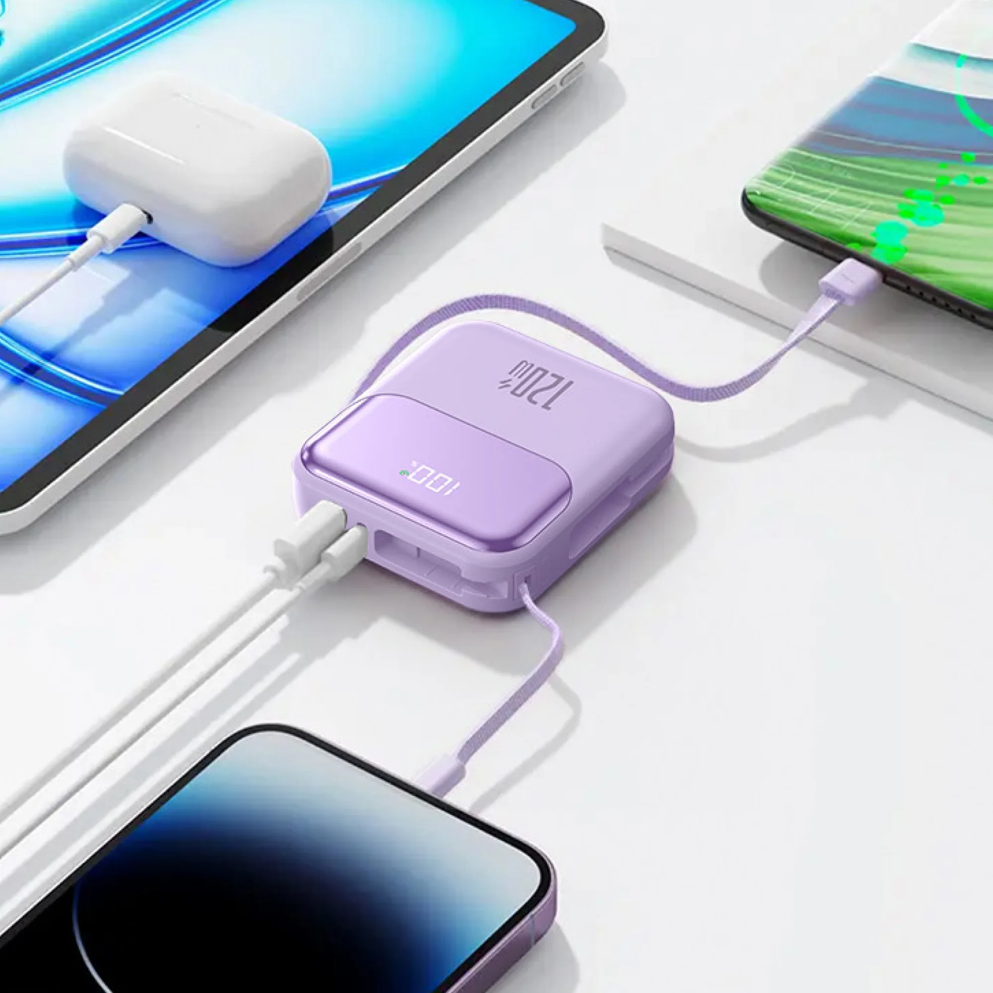 Portable Power Bank with Built-in Cables, 20000mAh/50000mAh, 120W Fast Charging thumbnail 6