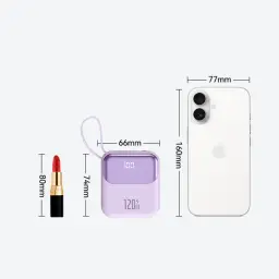 Portable Power Bank with Built-in Cables, 20000mAh/50000mAh, 120W Fast Charging thumbnail 5