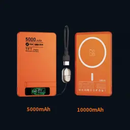 Magnetic Wireless Power Bank 10000mAh with Built-in Cable and Foldable Stand thumbnail 4