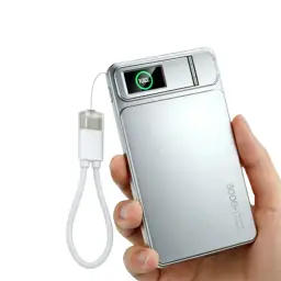 Magnetic Wireless Power Bank 10000mAh with Built-in Cable and Foldable Stand thumbnail 10