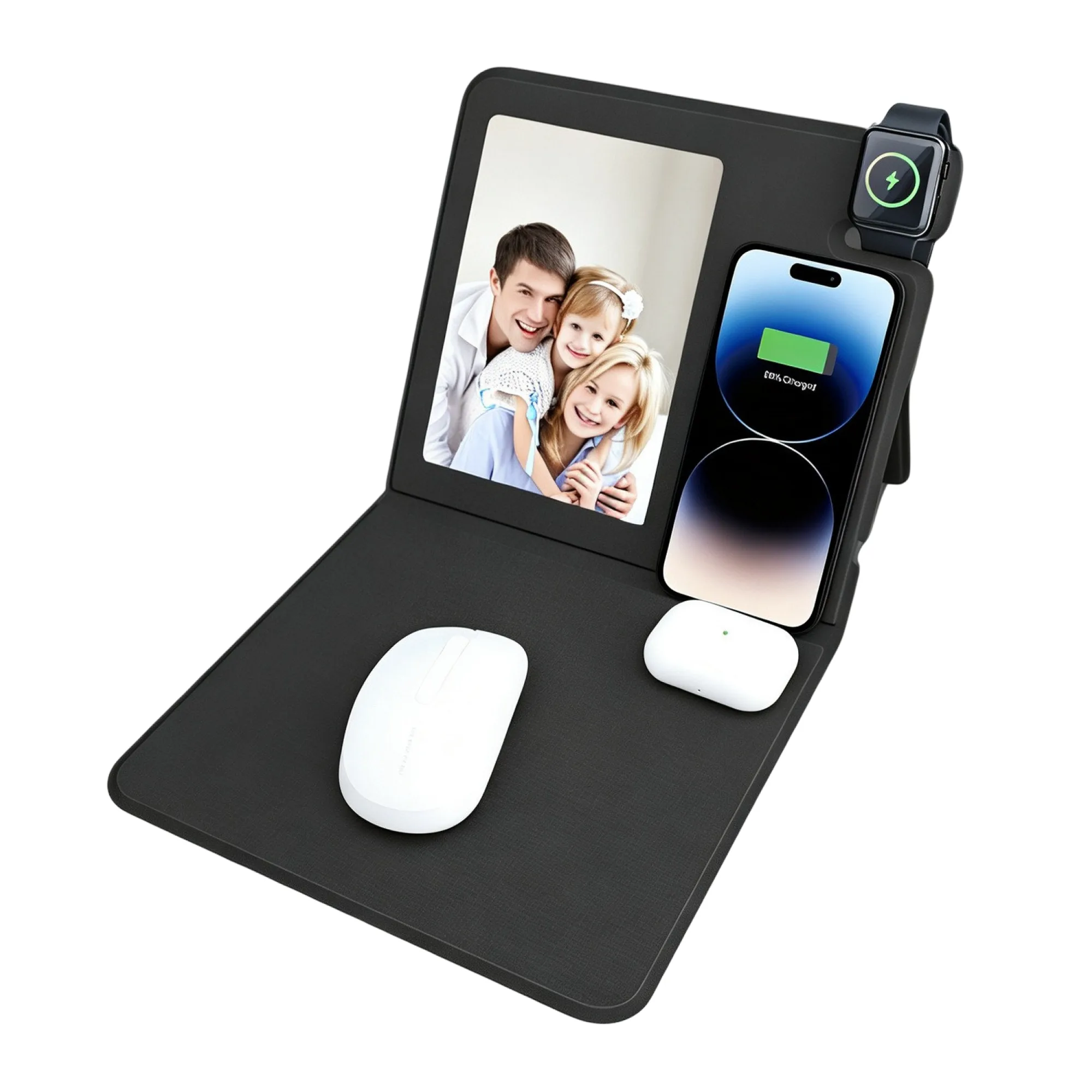 3-in-1 Wireless Charging PU Leather Calendar Mouse Pad