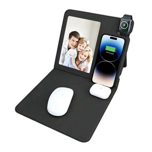 3-in-1 Wireless Charging PU Leather Calendar Mouse Pad