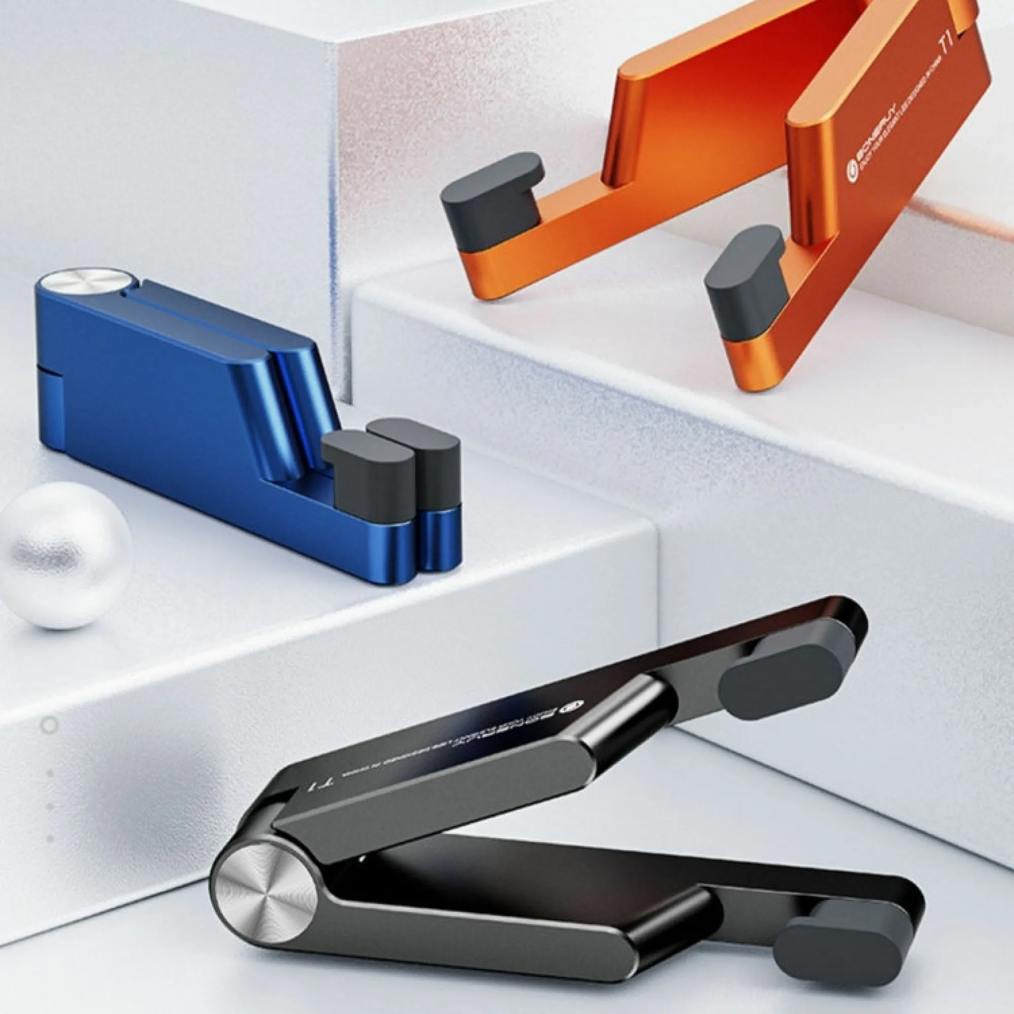 Foldable V-Shaped Aluminum Alloy Desktop Stand for Phones and Tablets thumbnail 6