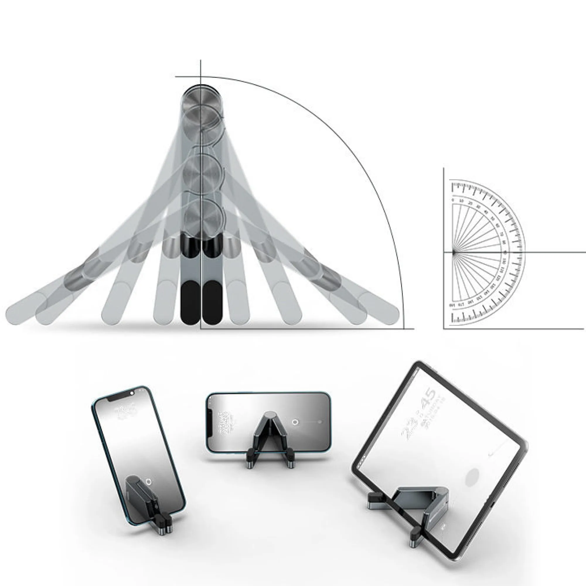 Foldable V-Shaped Aluminum Alloy Desktop Stand for Phones and Tablets thumbnail 4