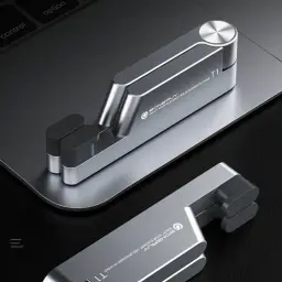 Foldable V-Shaped Aluminum Alloy Desktop Stand for Phones and Tablets thumbnail 5