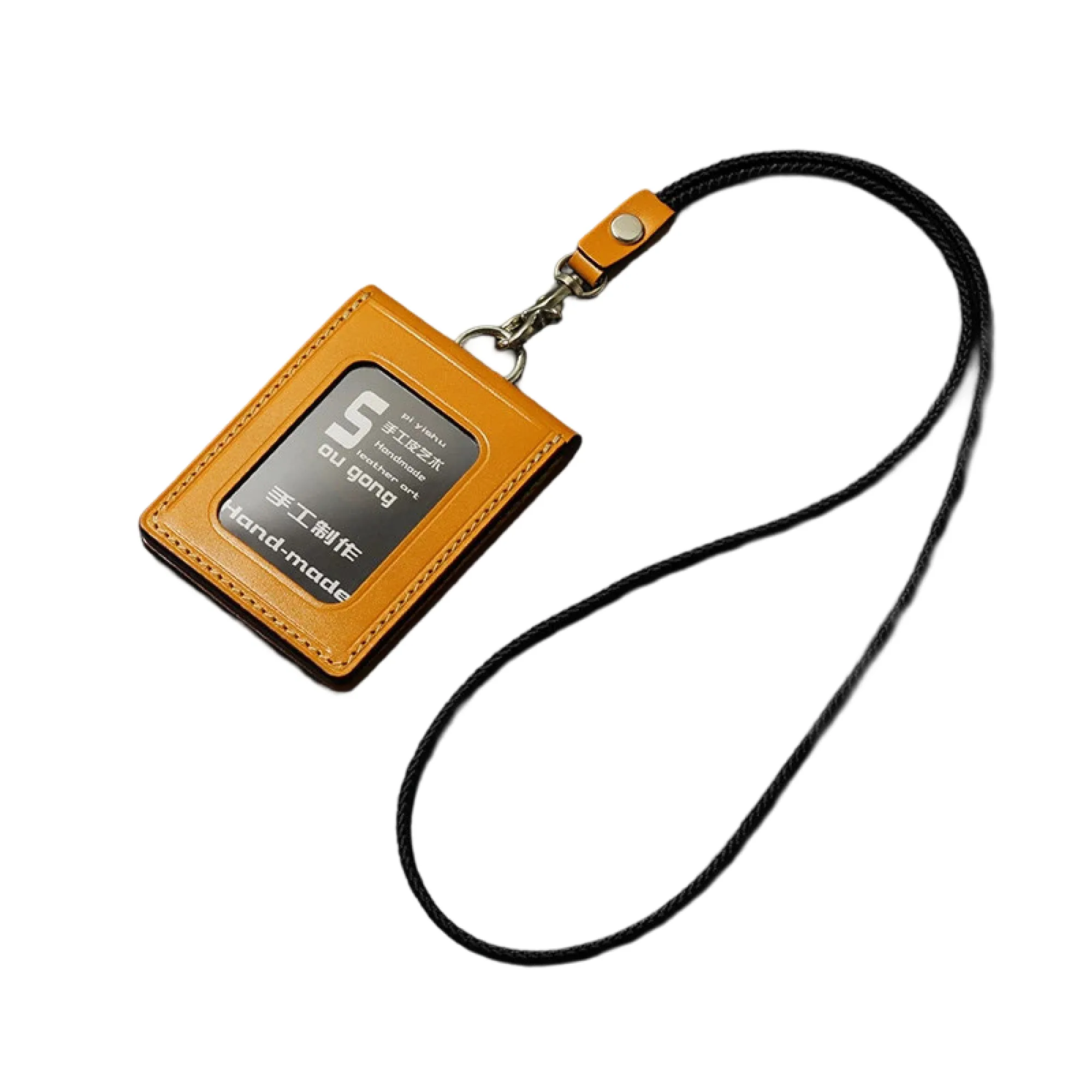 Folding Genuine Leather ID Card Holder with Lanyard thumbnail 12