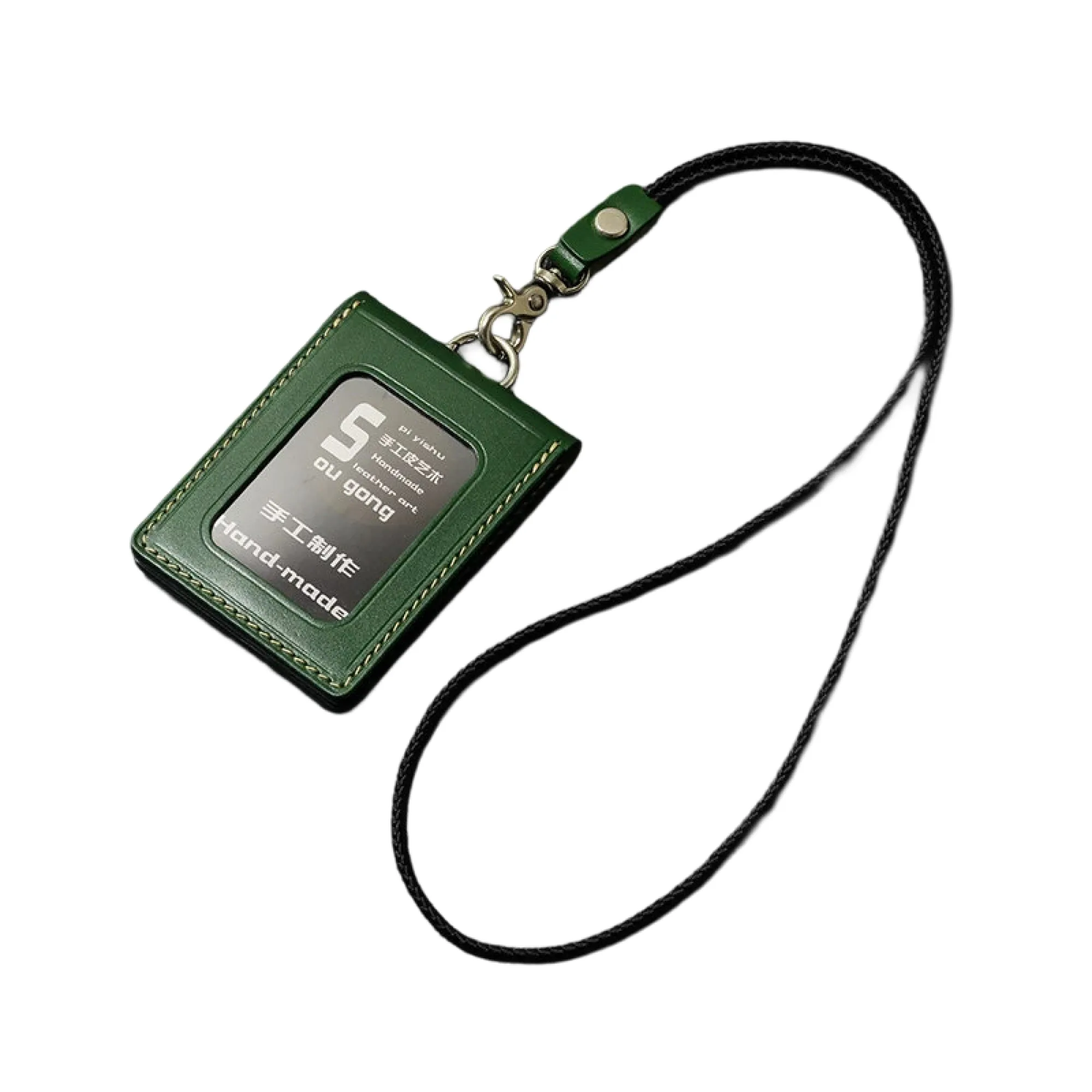 Folding Genuine Leather ID Card Holder with Lanyard thumbnail 10