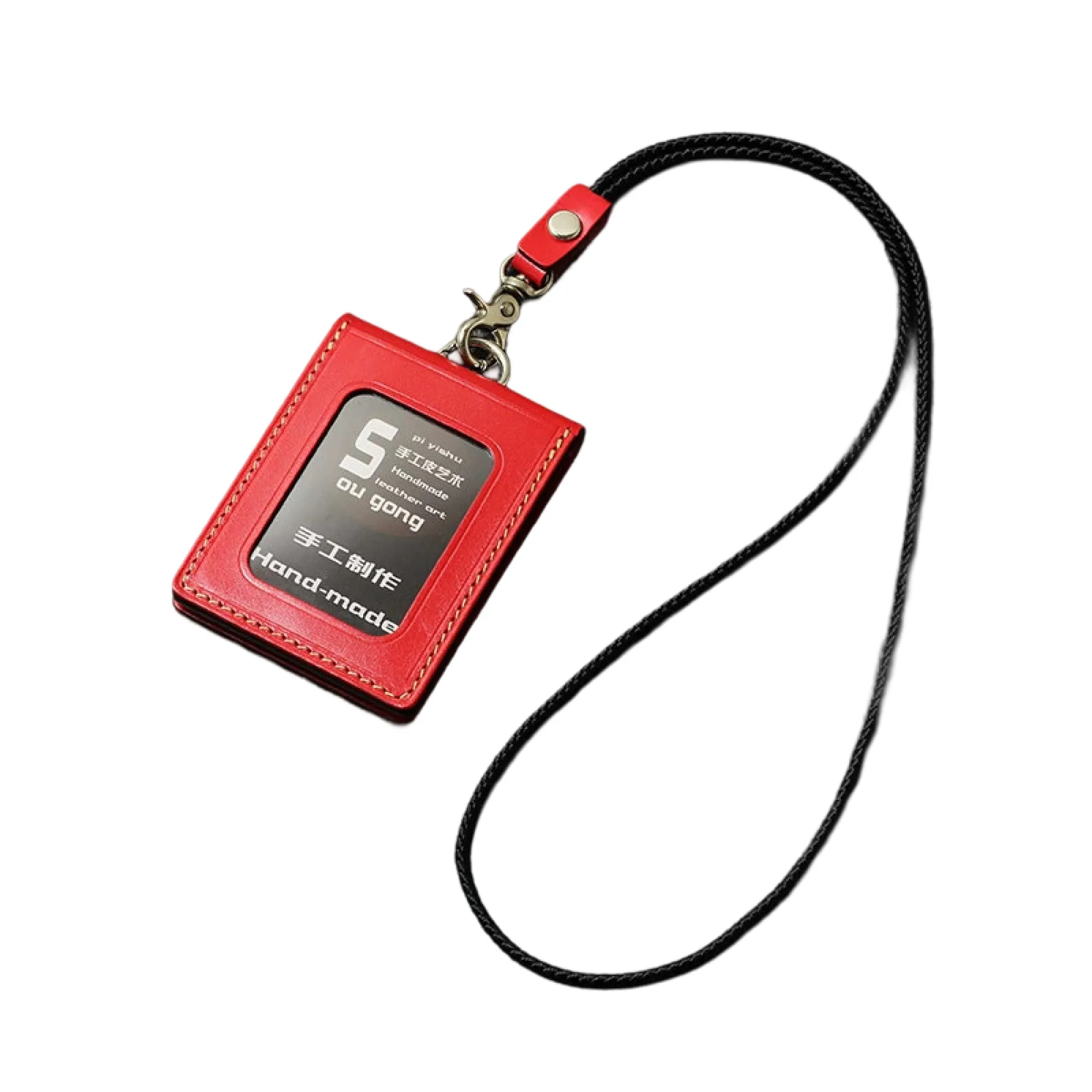 Folding Genuine Leather ID Card Holder with Lanyard thumbnail 11