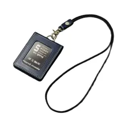 Folding Genuine Leather ID Card Holder with Lanyard thumbnail 6