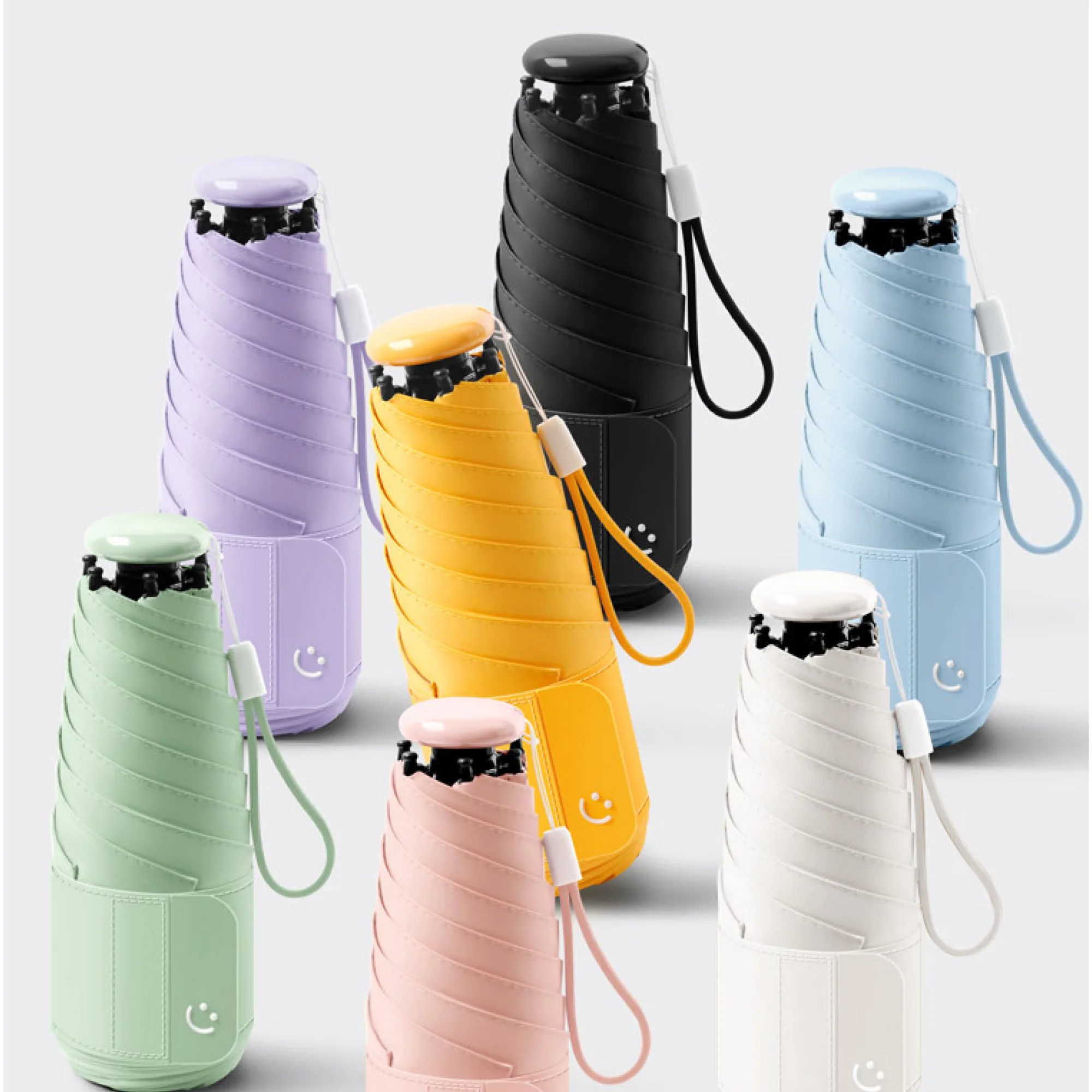 Five-Fold Capsule Umbrella for Sun and Rain