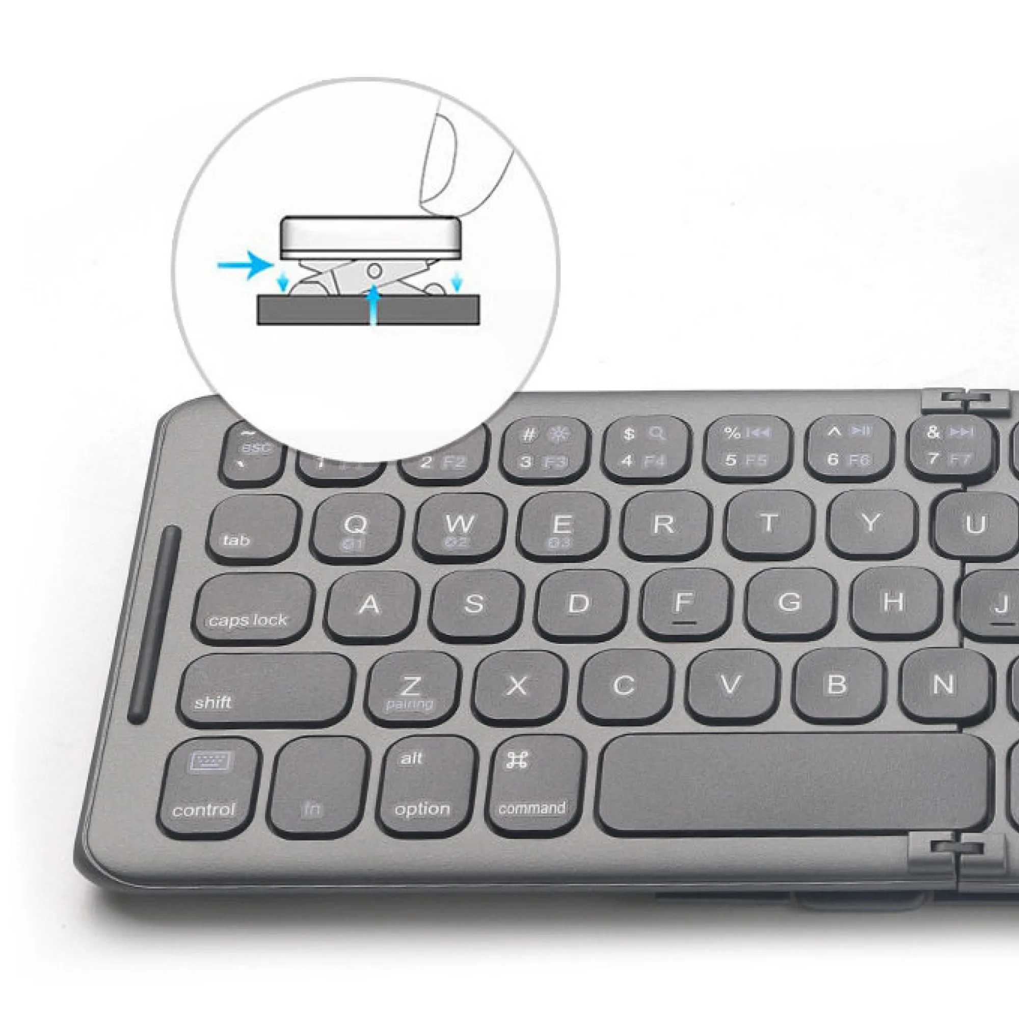 Foldable Bluetooth Keyboard with Two-Fold Design and 65 Keys thumbnail 7