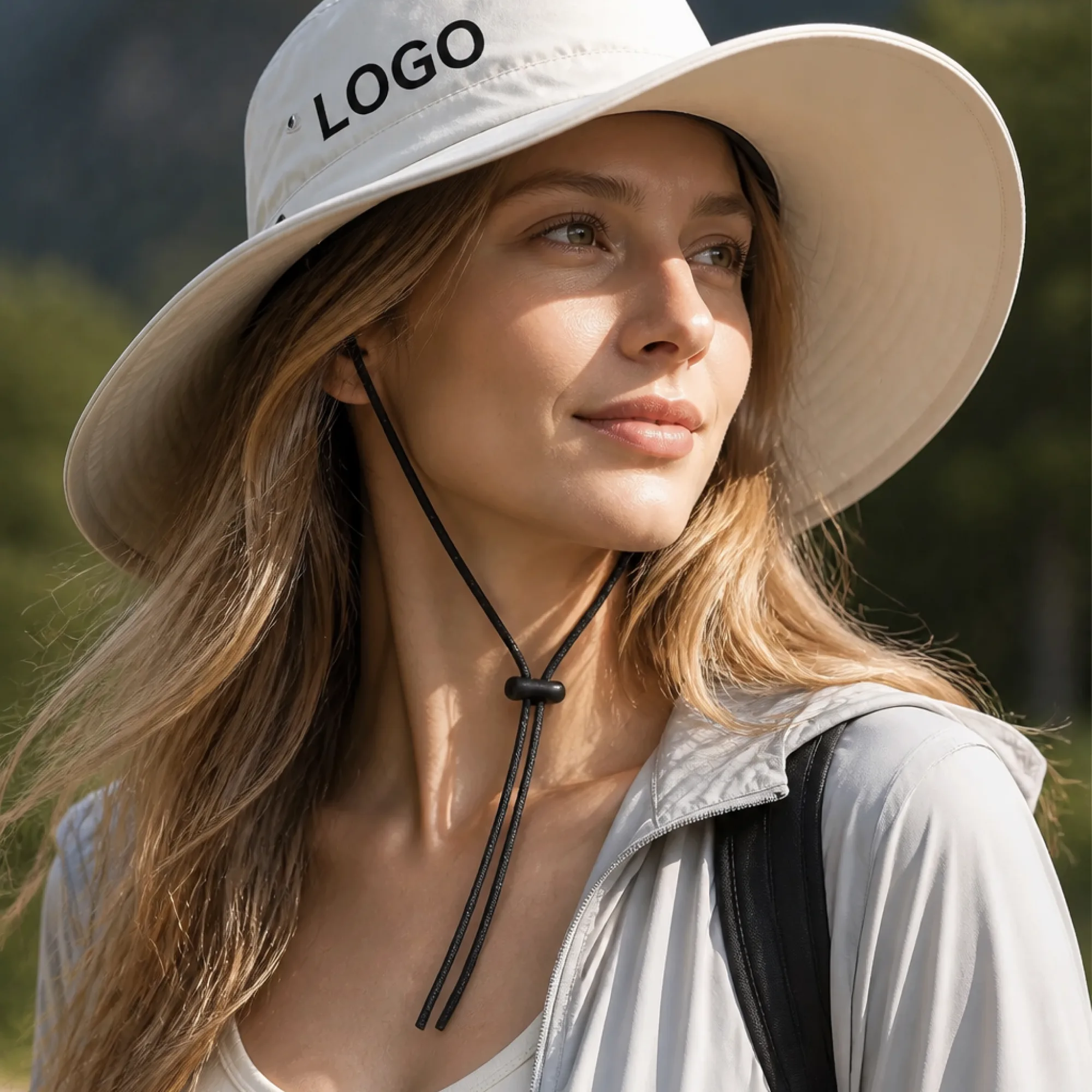 Adjustable Wide Brim Bucket Hat with Waterproof and Sun Protection