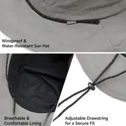 Adjustable Wide Brim Bucket Hat with Waterproof and Sun Protection thumbnail 5