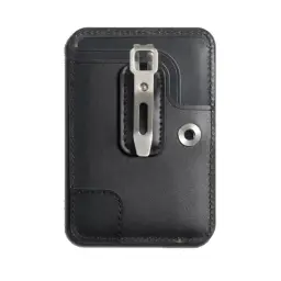 Top-Grain Leather Card Holder with Metal Clip and Lanyard Option thumbnail 7