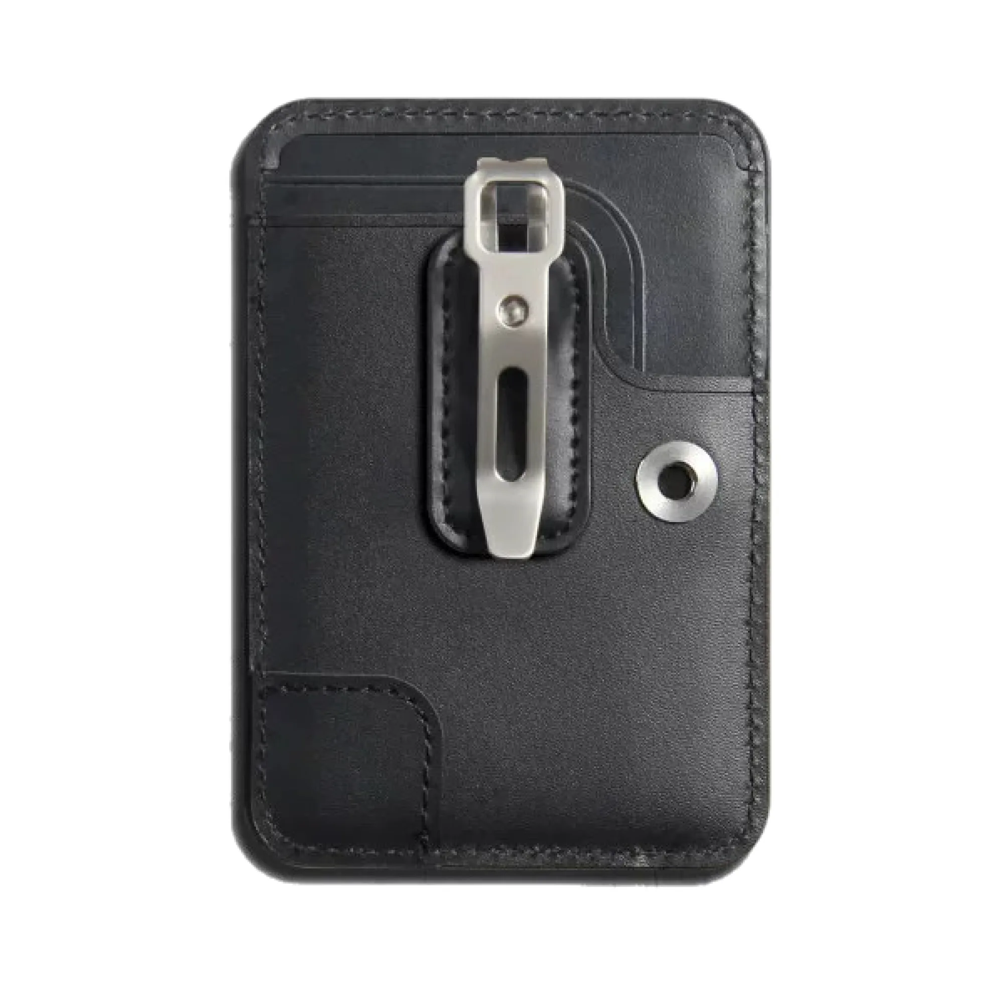 Top-Grain Leather Card Holder with Metal Clip and Lanyard Option