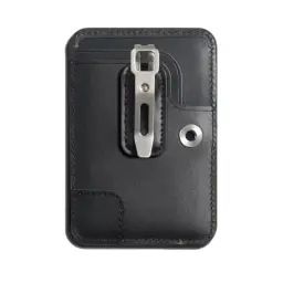 Top-Grain Leather Card Holder with Metal Clip and Lanyard Option thumbnail 1