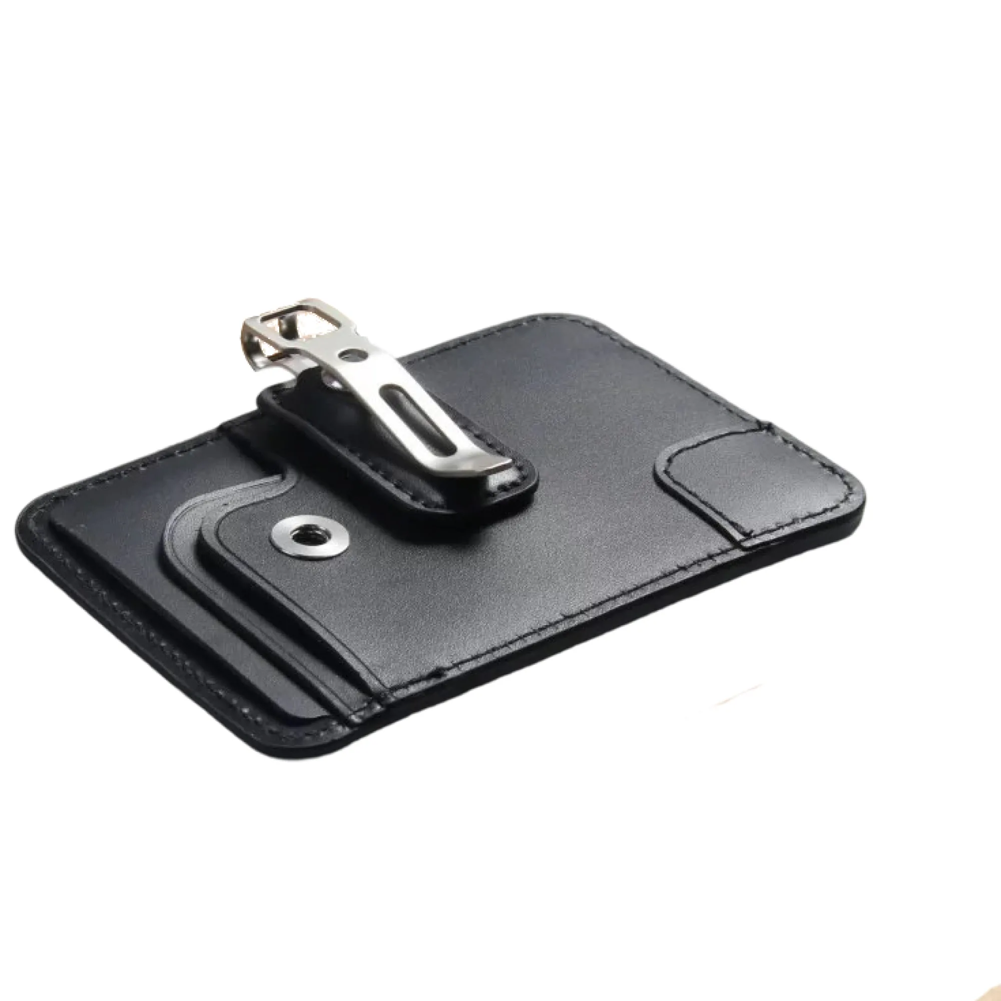 Top-Grain Leather Card Holder with Metal Clip and Lanyard Option thumbnail 9