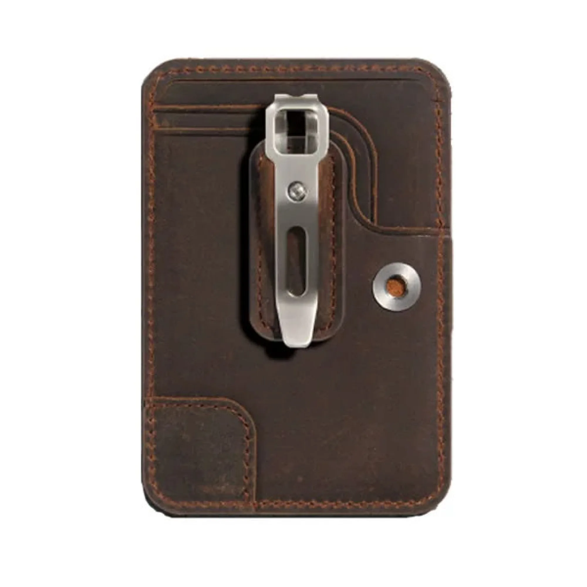 Top-Grain Leather Card Holder with Metal Clip and Lanyard Option thumbnail 8