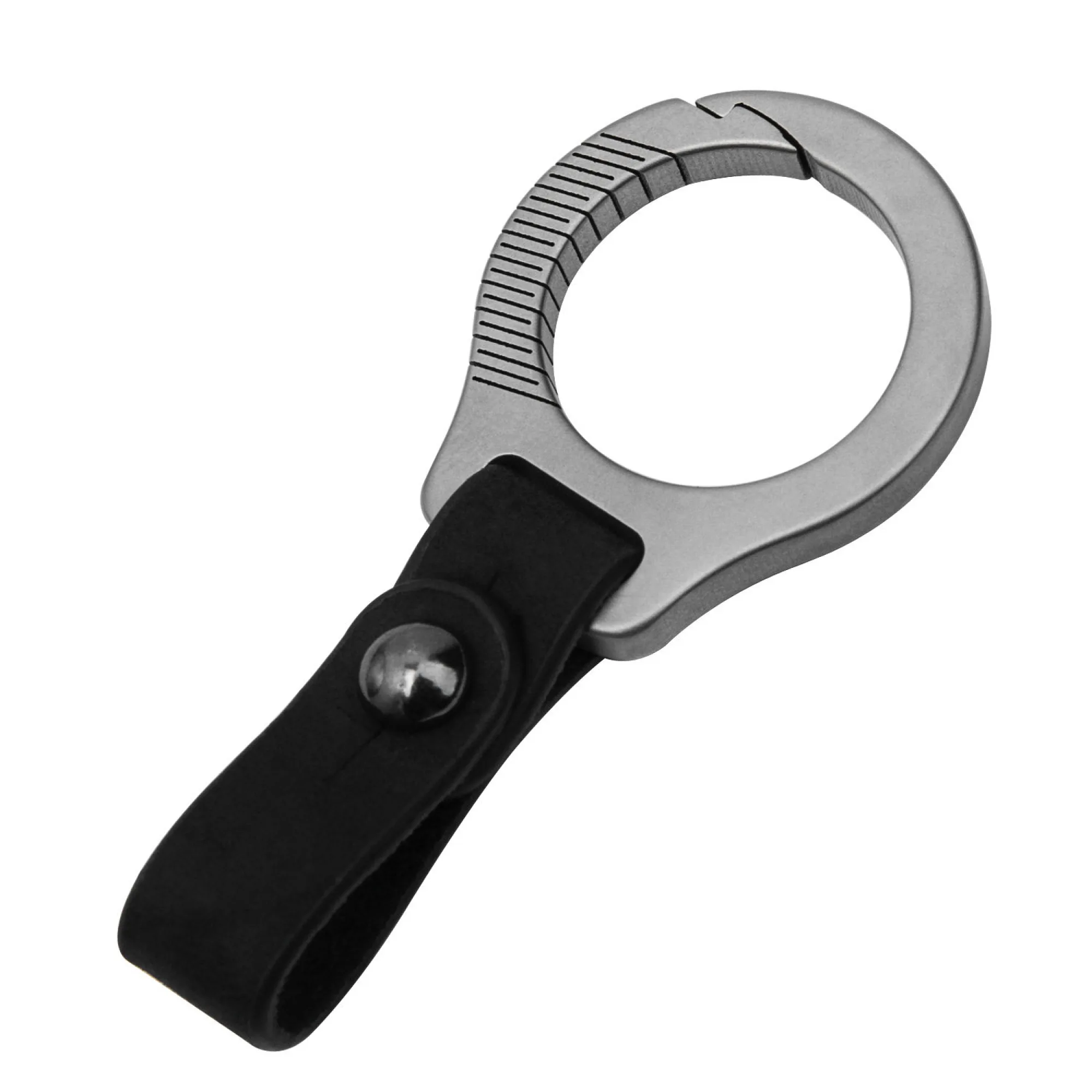 Titanium Alloy Keychain with Leather Trim thumbnail 5
