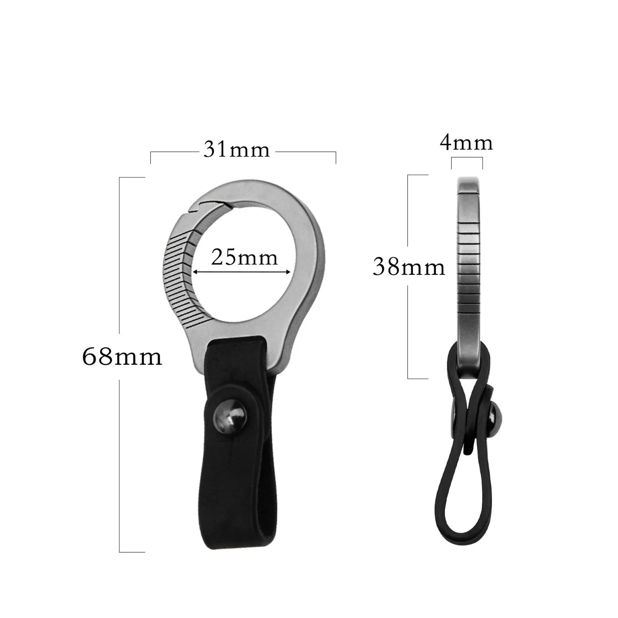 Titanium Alloy Keychain with Leather Trim thumbnail 4