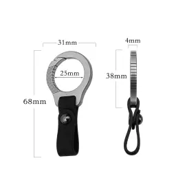 Titanium Alloy Keychain with Leather Trim thumbnail 4